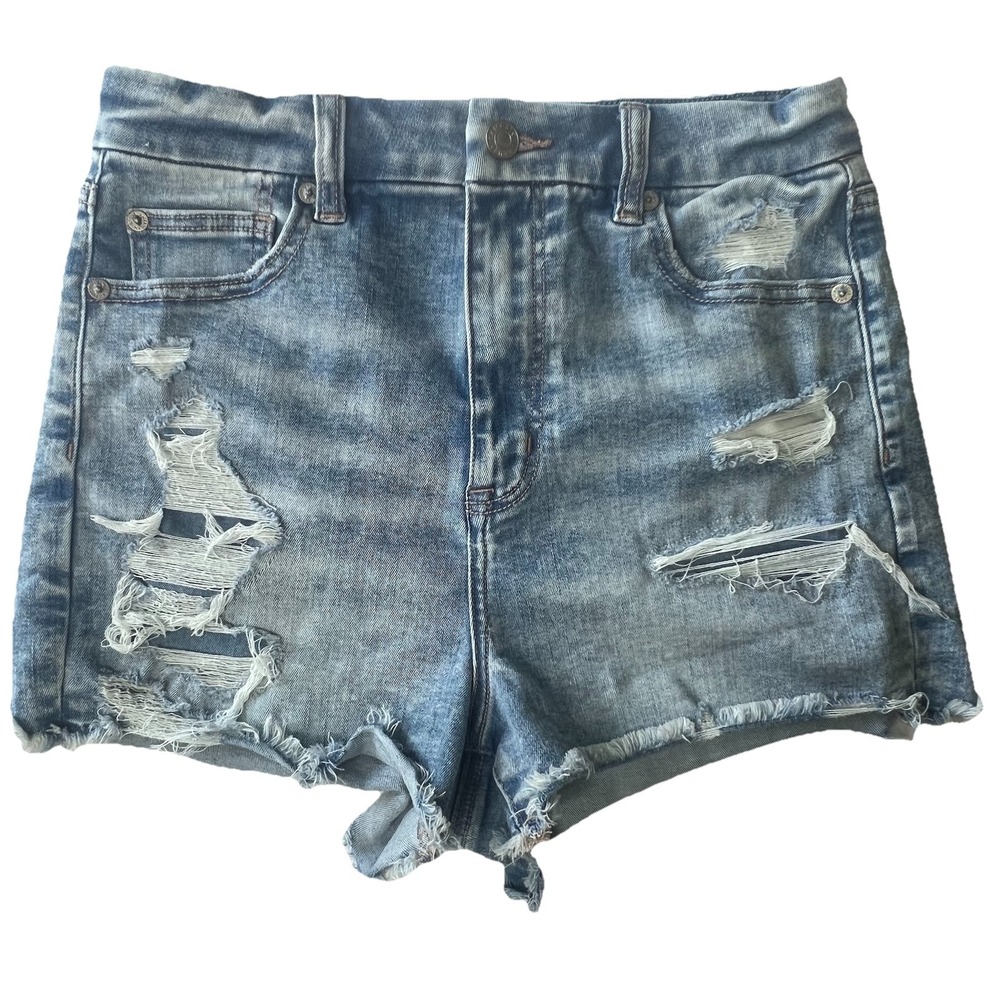 AE American Eagle Curvy Hi-Rise Shortie Denim Stretch Jean Shorts Women's 4